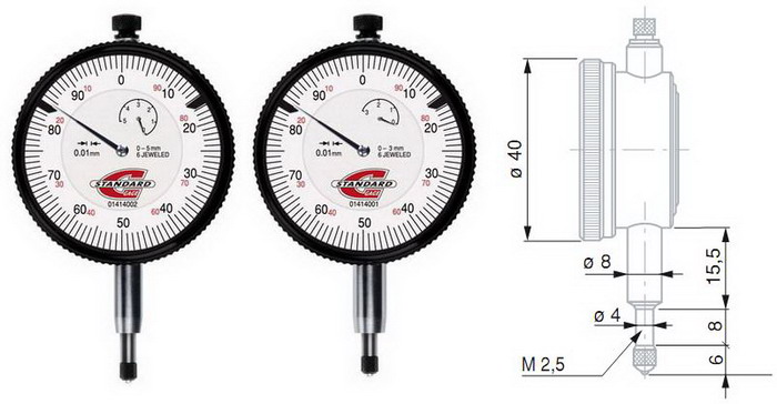 Indicators of the watch type STANDARD GAGE (diameter 40 mm)