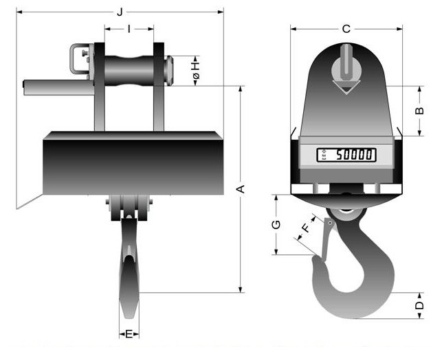 Overall dimensions of scales KGY