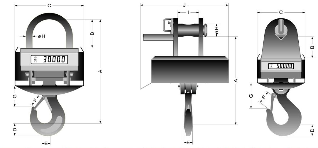 Overall dimensions of scales KGW, KGW-Y