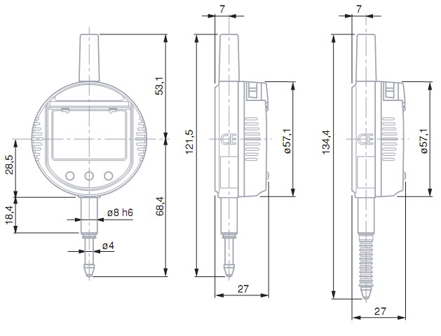 Dimensions of electronic indicators TESA DIGICO 400, 500