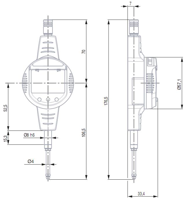 Dimensions of electronic indicators TESA DIGICO 600